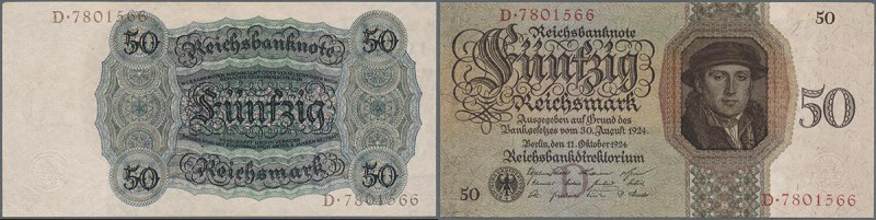 Deutschland - Deutsches Reich bis 1945: 50 Reichsmark 1924, Ro.170a, winziger Pa...
