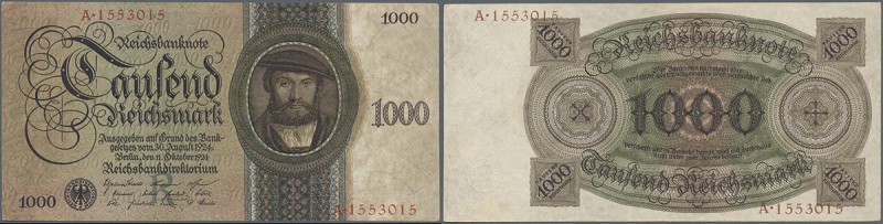 Deutschland - Deutsches Reich bis 1945: 1000 Reichsmark 1924 (Holbein-Serie), Ro...
