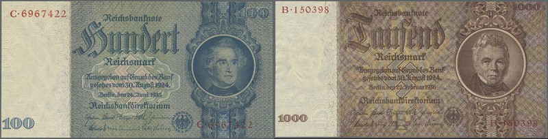 Deutschland - Deutsches Reich bis 1945: Set mit 9 Banknoten der Ausgaben 1929 bi...