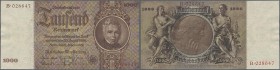 Deutschland - Deutsches Reich bis 1945: 1000 Reichsmark 1936 ”Schinkel” mit brauner statt roter KN, Ro.177F in kassenfrischer Erhaltung