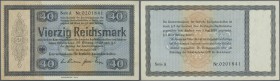 Deutschland - Deutsches Reich bis 1945: Reichskonversionskasse: 40 Reichsmark 1933 mit Heftlöchern, ohne Perforation, Ro.703 in sonst kassenfrischer E...
