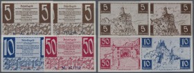 Deutschland - Alliierte Miltärbehörde + Ausgaben 1945-1948: Kleingeldscheine 1947, Land Württemberg-Hohenzollern mit 2 x 5, 10 und 50 Pfennig (Ro.214a...
