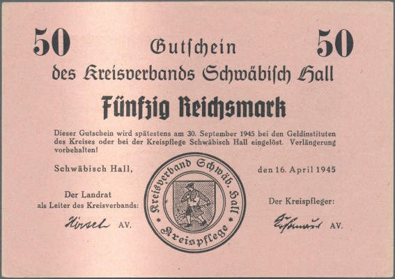 Deutschland - Alliierte Miltärbehörde + Ausgaben 1945-1948: Schwäbisch Hall, Kre...