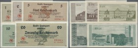 Deutschland - Alliierte Miltärbehörde + Ausgaben 1945-1948: Stuttgart, Stadt, 1, 2, 5, 10, 20 Reichsmark, 1.5.1945, Erh. I, total 5 Scheine