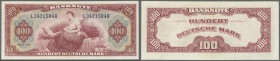 Deutschland - Bank Deutscher Länder + Bundesrepublik Deutschland: 100 Mark 1948 ”Roter Hunderter” Ro 244, sehr leichte vertikale Falten, Ecken leicht ...