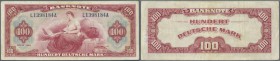 Deutschland - Bank Deutscher Länder + Bundesrepublik Deutschland: 100 DM 1948, roter Hunderter, Ro.244 in gebrauchter Erhaltung mit kleinem Graffiti a...