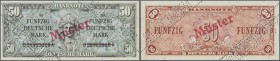 Deutschland - Bank Deutscher Länder + Bundesrepublik Deutschland: 50 DM 1948, Liberty, mit Perforation Specimen, rotem Überdruck Muster und entwertete...