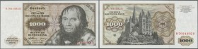 Deutschland - Bank Deutscher Länder + Bundesrepublik Deutschland: 1000 DM 1960, Ro.268a in perfekt kassenfrischer Erhaltung: UNC