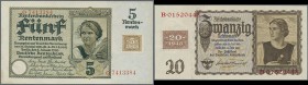 Deutschland - DDR: Komplette Typensammlung der Kuponausgaben 1948 mit 1, 2, 5 Rentenmark, 5, 10, 2 x 20, 50 und 100 Reichsmark jeweils mit Klebemarke,...