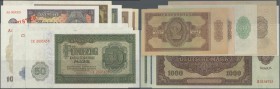 Deutschland - DDR: Set mit 8 Banknoten der Ausgaben 1948 und 1954, dabei 2 x 2 Mark, 10, 20, 50 und 100 Mark 1948 und 10 Mark 1954 Muster, Ro.341b,d, ...