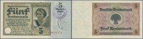 Deutschland - Nebengebiete Deutsches Reich: 5 Rentenmark 1926 mit Stempel ”Ville Du Luxembourg” von 1944, ungefaltet, Erhaltung: UNC.