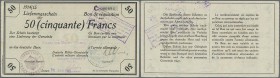 Deutschland - Nebengebiete Deutsches Reich: 50 francs 1914/15 Militärgeld 1. Weltkrieg Besetzung Frankreich, ”Deichmann Bon”, Ro. 418a, mit leichten M...