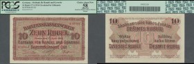 Deutschland - Nebengebiete Deutsches Reich: Darlehenskasse Ost - Posen, 10 Rubel 1916, Ro.461, kleiner Fleck am unteren Rand auf der Rückseite, PCGS g...