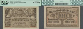 Deutschland - Nebengebiete Deutsches Reich: Darlehenskasse Ost - Kowno, 100 Mark 1918, kassenfrisch PCGS geprüft 63 Choice New PPQ ÷ State Loan Bank E...