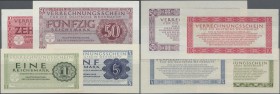 Deutschland - Nebengebiete Deutsches Reich: Set mit 4 Banknoten der Behelfszahlungsmittel der Wehrmacht zu 1, 5, 10 und 50 Reichsmark 1944, Ro.511-514...