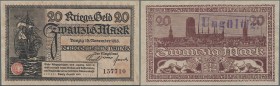 Deutschland - Nebengebiete Deutsches Reich: Danzig 20 Mark Kriegsgeld 1918, Ro.789, leicht welliges Papier, sonst kassenfrisch: aUNC/UNC ÷ Danzig 20 M...