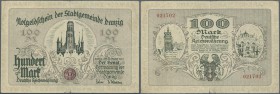 Deutschland - Nebengebiete Deutsches Reich: 100 Mark Danzig 1922, Ro.792, mehrere Knicke und kleine Einrisse am unteren Rand. Erhaltung: F/F- ÷ 100 Ma...