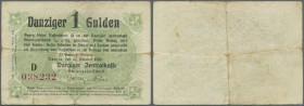 Deutschland - Nebengebiete Deutsches Reich: Danzig: 1 Gulden 1923, Ro.817, stärker gebraucht mit kleinen Einrissen am untern und oberen Rand, kleines ...
