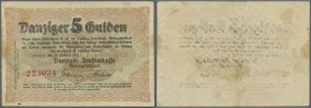 Deutschland - Nebengebiete Deutsches Reich: Danzig: 5 Gulden 1923, Ro.819, hübsche Gebrauchserhaltung mit einigen Knicken und kleineren Flecken auf de...