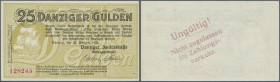 Deutschland - Nebengebiete Deutsches Reich: Danzig: 25 Gulden 1923, Ro.821 in perfekt kassenfrischer Erhaltung. Sehr selten! ÷ Danzig: 25 Gulden 1923,...