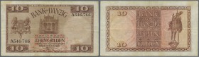 Deutschland - Nebengebiete Deutsches Reich: Danzig: 10 Gulden 1924, Ro.833a, stärker gebraucht mit diversen Knicken und Flecken. Erhaltung: F ÷ Danzig...