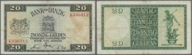 Deutschland - Nebengebiete Deutsches Reich: Danzig: 20 Gulden 1937, Ro.844a, gebraucht mit Flecken und diversen Knicken, kleines Loch in der Mitte. Er...