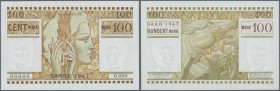 Deutschland - Nebengebiete Deutsches Reich: Saar: 100 Mark 1947 Muster, Ro.872M mit leichten Knitterfalten im Papier, sonst perfekt. Erhaltung: aUNC ÷...