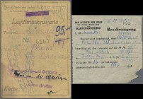 Deutschland - Konzentrations- und Kriegsgefangenenlager: Litzmannstadt Ghetto, Posten mit 10 Rationskarten, einer Zigarettenkarte, Milchkarte, 2 Stück...