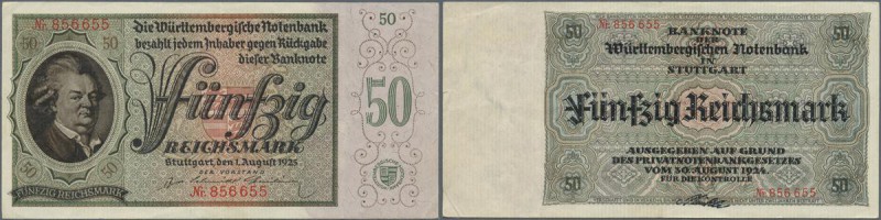Deutschland - Länderscheine: 50 Reichsmark 1925 Württembergische Notenbank Ro. W...