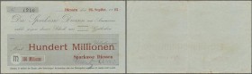 Deutschland - Notgeld - Bayern: Diessen, Sparkasse, 100 Mio. Mark, 26.9.1923, gedruckter Eigenscheck, Erh. III