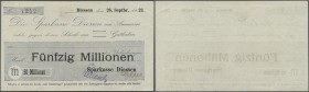 Deutschland - Notgeld - Bayern: Diessen, Sparkasse, 50 Mio. Mark, 26.9.1923, gedruckter Eigenscheck, Nennwert nicht bei Keller, Erh. II-III