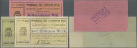 Deutschland - Notgeld - Bayern: Ellingen, Baugeschäft Konrad Schmidt, 500 Tsd., 1, 5 Mio. Mark, 31.8.1923, alle rs. mit Firmenstempel, Erh. II-III, to...
