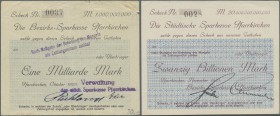 Deutschland - Notgeld - Bayern: Pfarrkirchen, Bezirkssparkasse, 1, 10, 50, 100, 500 Mrd. Mark, Oktober 1923, gebraucht, 1, 5, 10, 20 Billionen Mark, N...