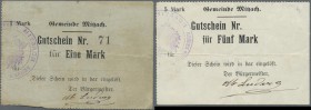 Deutschland - Notgeld - Elsass-Lothringen: Mitzach, Oberelsass, Gemeinde, 1, 5 Mark, o. D., Papier, dt. Stempel mit neuem Reichsadler, unentwertet, Er...