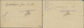 Deutschland - Notgeld - Elsass-Lothringen: Urmatt, Unterelsass, Spinnerei und Weberei Müllerhof, 2 x 2 Mark, o. D. (August 1914), handgeschriebene Sch...