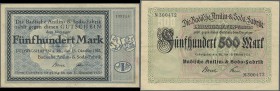 Deutschland - Notgeld - Pfalz: Ludwigshafen, BASF, 6 x 500 Mark, 15.10.1922, Einlösungsfrist vorderseitig, 4 versch. Unterschriften, Erh. meist III, 1...