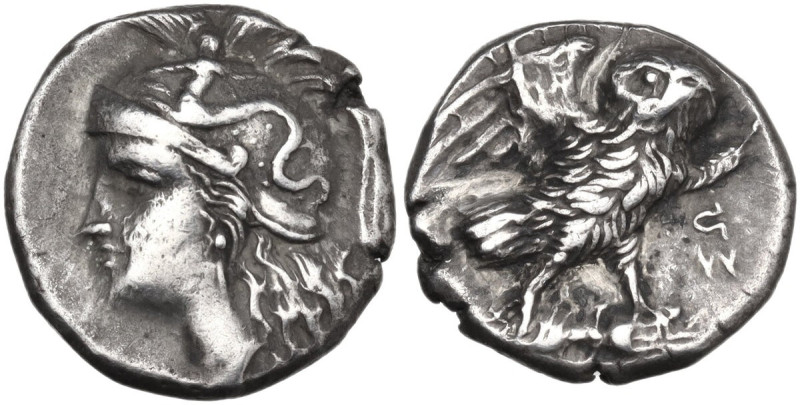 Greek Italy. Southern Apulia, Tarentum. AR Drachm, c. 280-272 BC. Obv. Helmeted ...