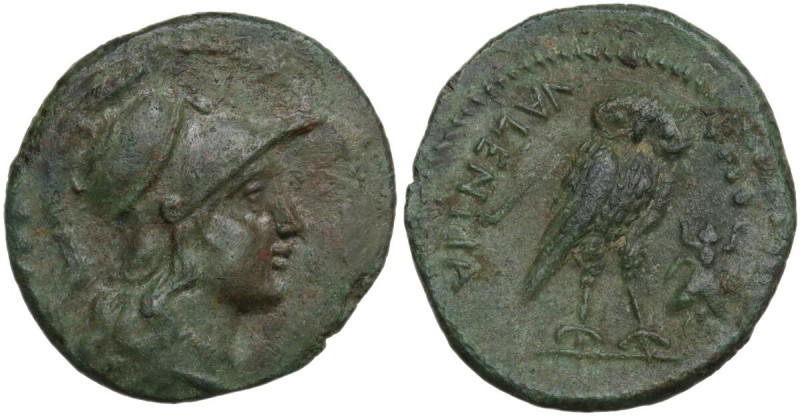 Greek Italy. Bruttium, Vibo Valentia. AE Triens, c. 193-150 BC. Obv. Head of Min...