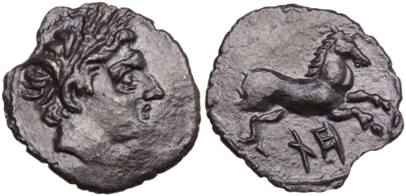 Sicily. Akragas. AR Quarter-Shekel, Punic occupation, c. 214-210 BC. Obv. Wreath...