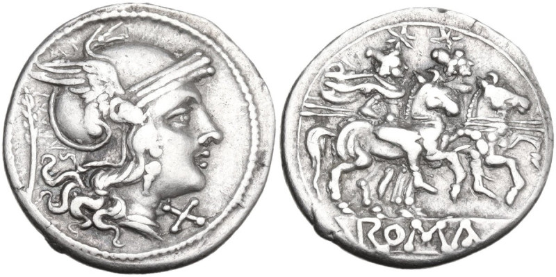 Branch series. AR Denarius, uncertain Sicilian mint (Syracuse?), 210 BC. Obv. He...