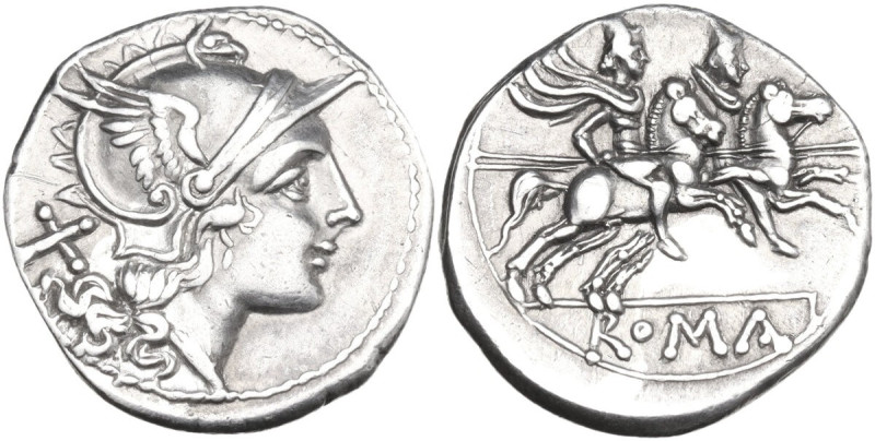 Anonymous. AR Denarius, uncertain Campanian mint (Capua?), 206 BC. Obv. Helmeted...