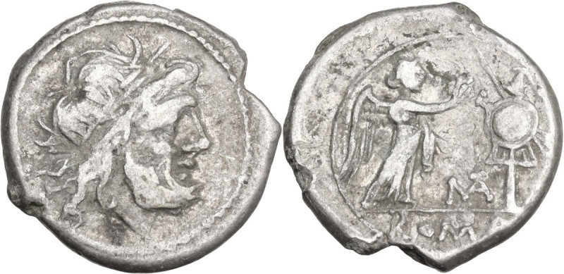 MAT series. AR Victoriatus, uncertain mint, 203 BC. Obv. Laureate head of Jupite...