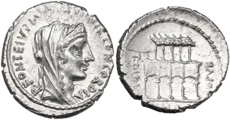 P. Fonteius Capito. AR Denarius, 55 BC. Obv. P·FONTEIVS·P·F·CAPITO·III·VIR·CONCO...