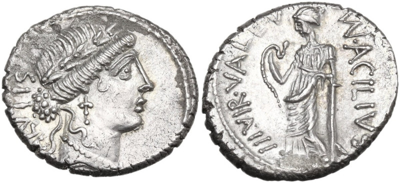 Mn. Acilius Glabrio. AR Denarius, 49 BC. Obv. Laureate head of Salus right; behi...