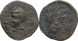 M. Atius Balbus. AE 25.5 mm. Sardinia. Uselis? Circa 38-31 BC. Obv. M ATIVS BALBVS PR. Head of Balbus left. Rev. SARD P[ATER]. Head of Sardus Pater ri...