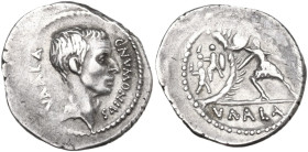 C. Numonius Vaala. AR Denarius, 41 BC. Obv. C. NVMONIVS VAALA. Bare head of Numonius Vaala (or Julius Caesar ?) right. Rev. A warrior left, armed with...