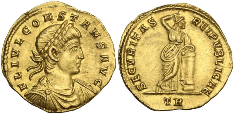 Constans (337-350). AV Solidus, Treveri (Trier) mint, May AD 337 - January AD 33...