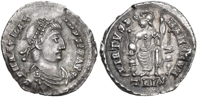 Magnus Maximus (383-388). AR Siliqua. Treveri (Trier) mint. Obv. D N MAG MAX-IMV...