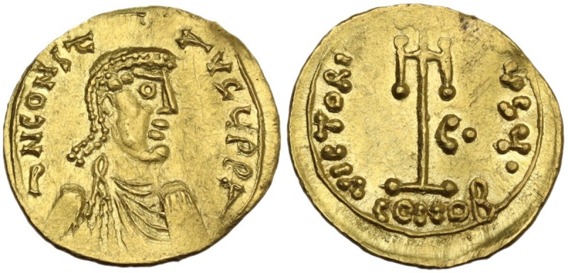 Constantine IV, Pogonatus (668-685). AV Tremissis, Syracuse mint, 670-674 A.D. O...