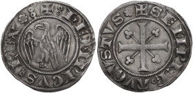 Milano. Enrico VII di Lussemburgo (1310-1313). Grosso. D/ Aquila ad ali spiegate volta a sinistra. R/ Croce accantonata da trifogli con stelo uscente ...